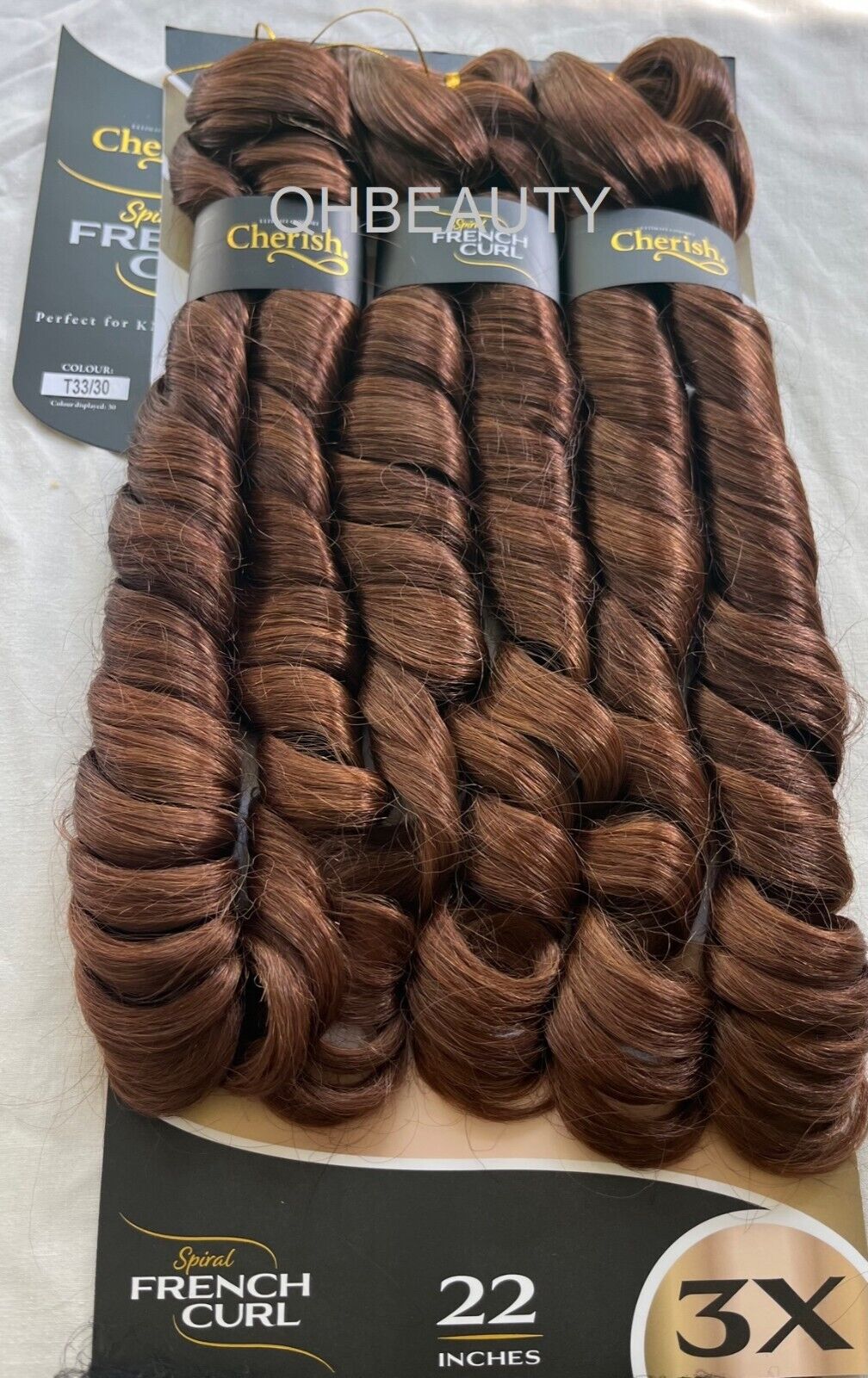 CHERISH SYNTHETIC CURLY SPIRAL HAIR EXTENSION BRAID - 3 x SPIRAL FRENCH CURL 22