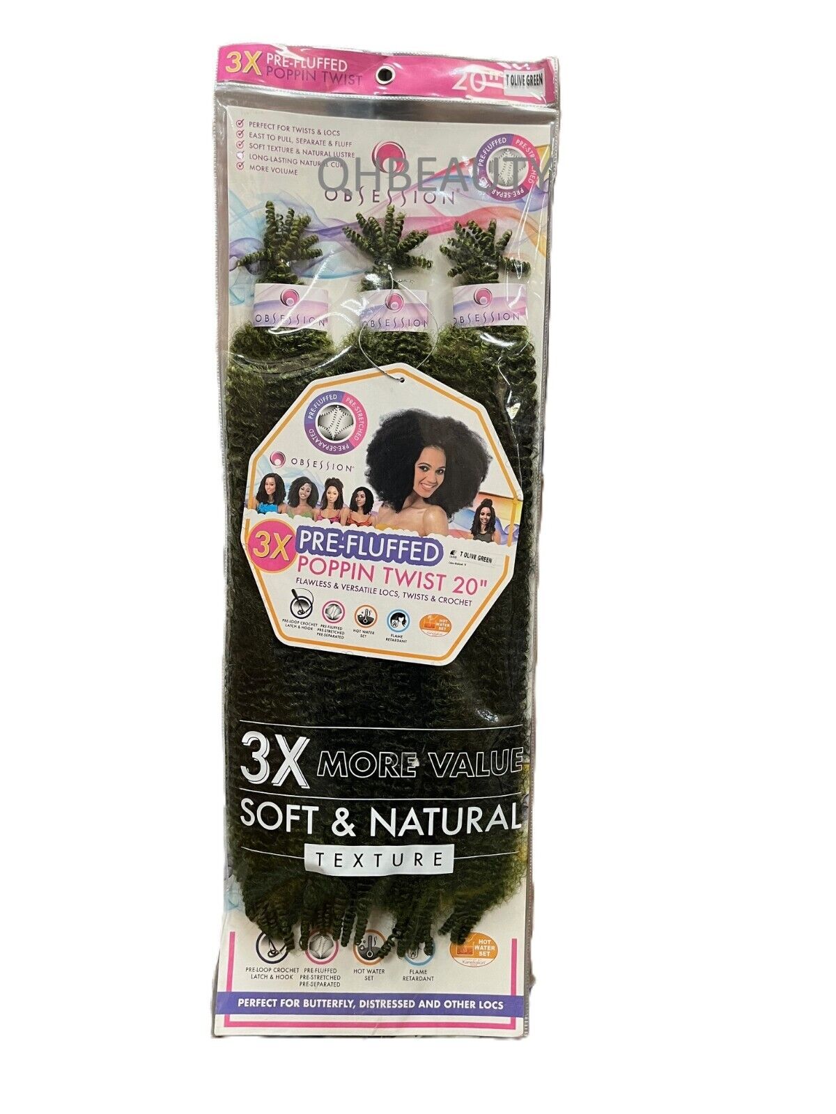 OBSESSION SYNTHETIC CROCHET SOFT BRAID 3X PRE-FLUFFED - POPPIN TWIST 16'' & 20"