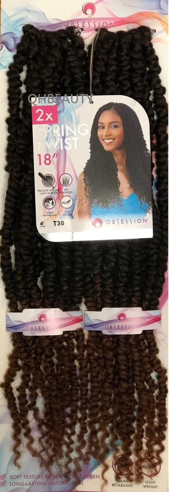 Obsession Bulk Crochet Long Curly Braid Hair Extension - 2 X SPRING TWIST 18''