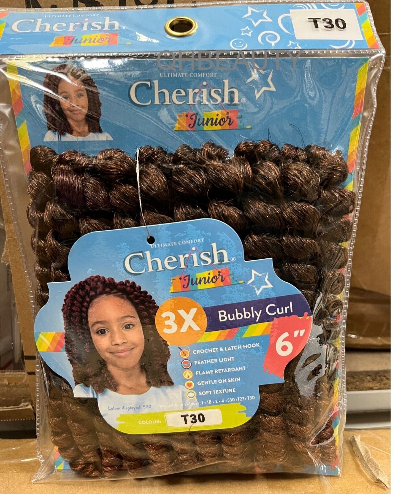 CHERISH SYNTHETIC JUNIOR KIDS CROCHET BRAID HAIR EXTENSION - BUBBLY CURL 6 INCH