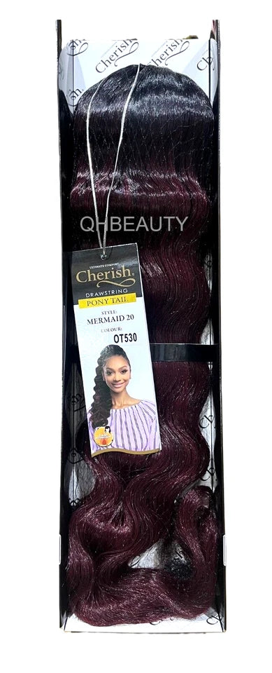 Cherish Synthetic Drawstring Curly Wavy Ponytail Hair Extension - MERMAID 20