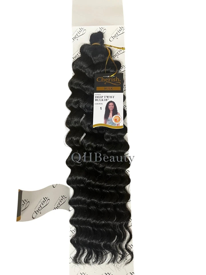 Cherish Synthetic Bulk Crochet Curly Hair Extension Braids – Deep Twist 18"