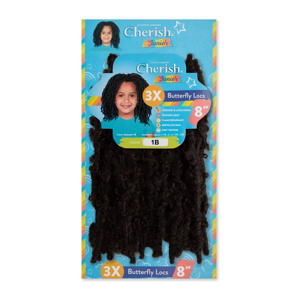 Cherish Synthetic Junior Crochet Braid Hair Extension – 3X Butterfly Locs 8"