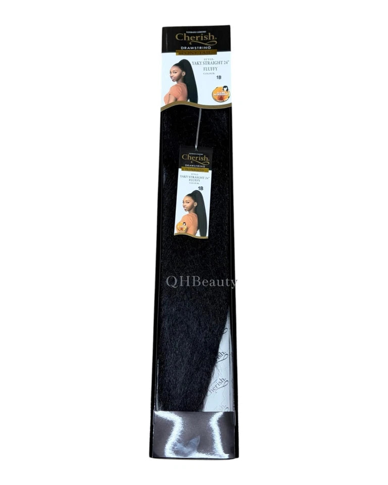 Cherish Synthetic Long Drawstring Ponytail – Yaky Straight 24" Fluffy