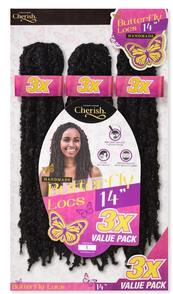 Cherish Synthetic Crochet Hair Extension Pre Loop Braid - 3 X BUTTERFLY LOC 14''