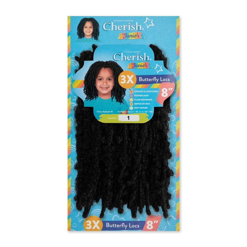 Cherish Synthetic Junior Crochet Braid Hair Extension – 3X Butterfly Locs 8"