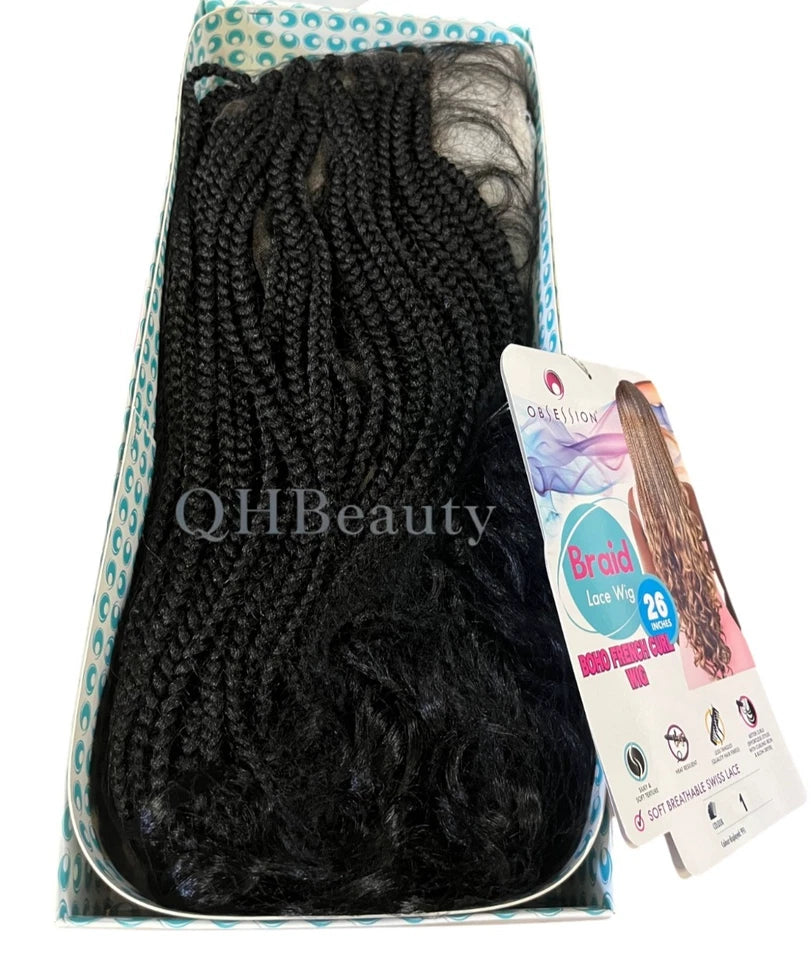 Obsession Hand Made Braid Swiss Lace Hair Wig - Boho French Curl Wig 26 Inches