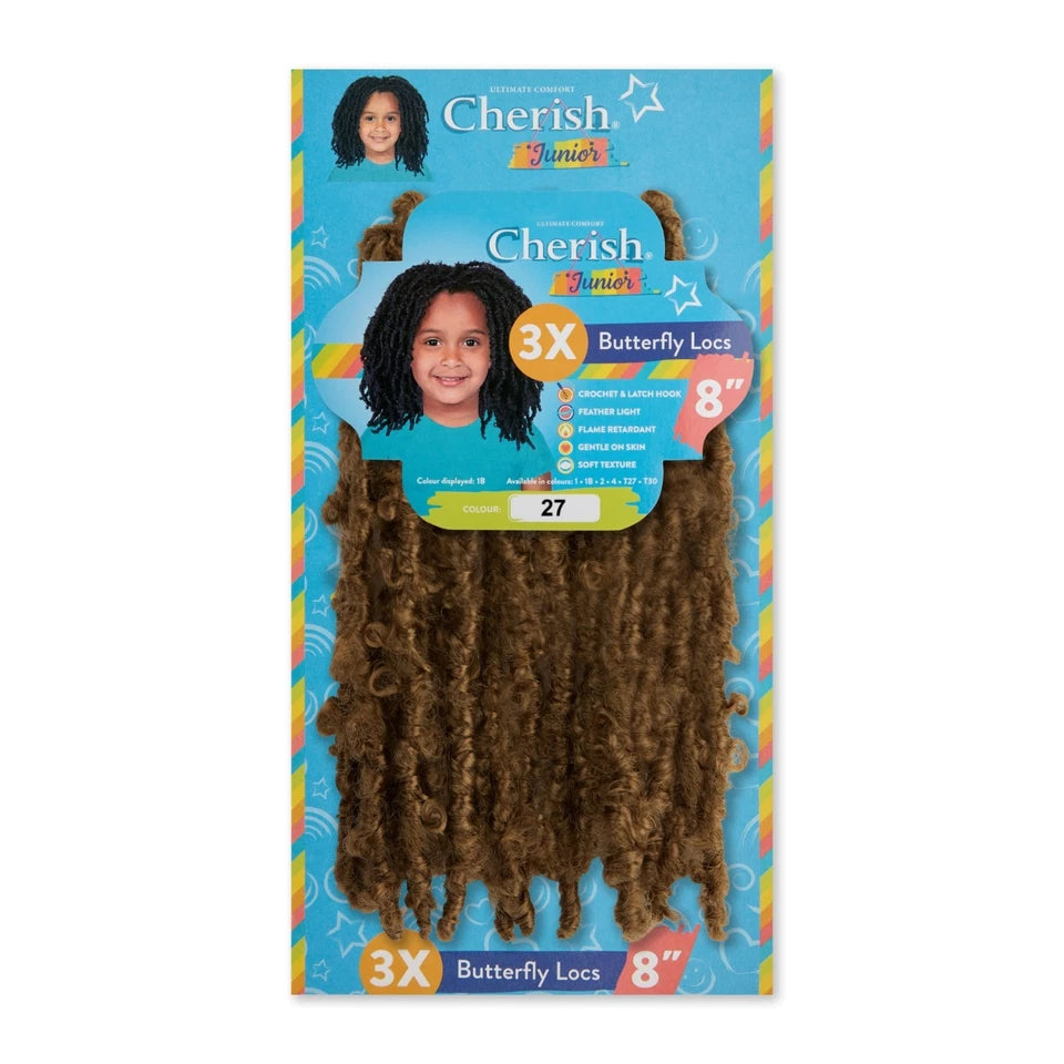 Cherish Synthetic Junior Crochet Braid Hair Extension – 3X Butterfly Locs 8"