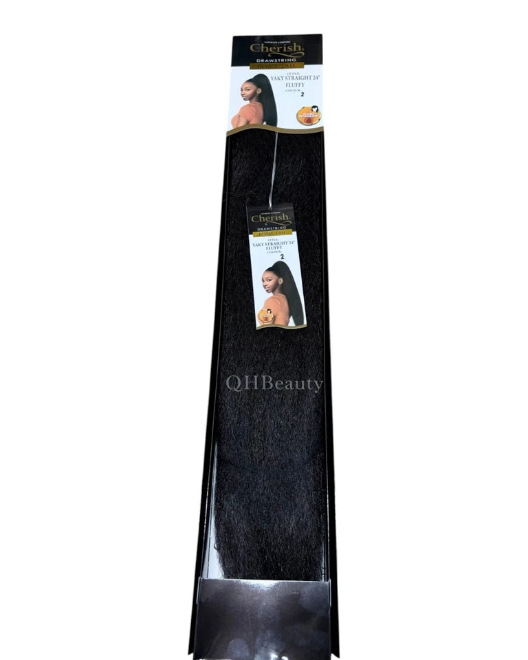 Cherish Synthetic Long Drawstring Ponytail – Yaky Straight 24" Fluffy