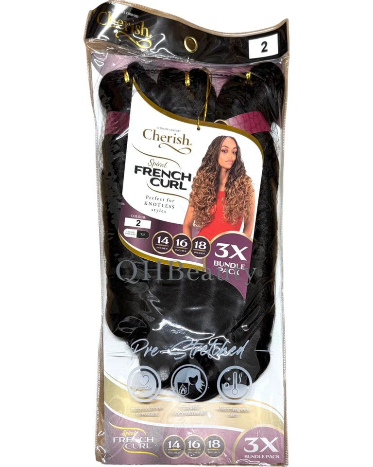 Cherish Synthetic Hair Extension- 3 x BUNDLE SPIRAL FRENCH CURL 14,16,18 INCHES