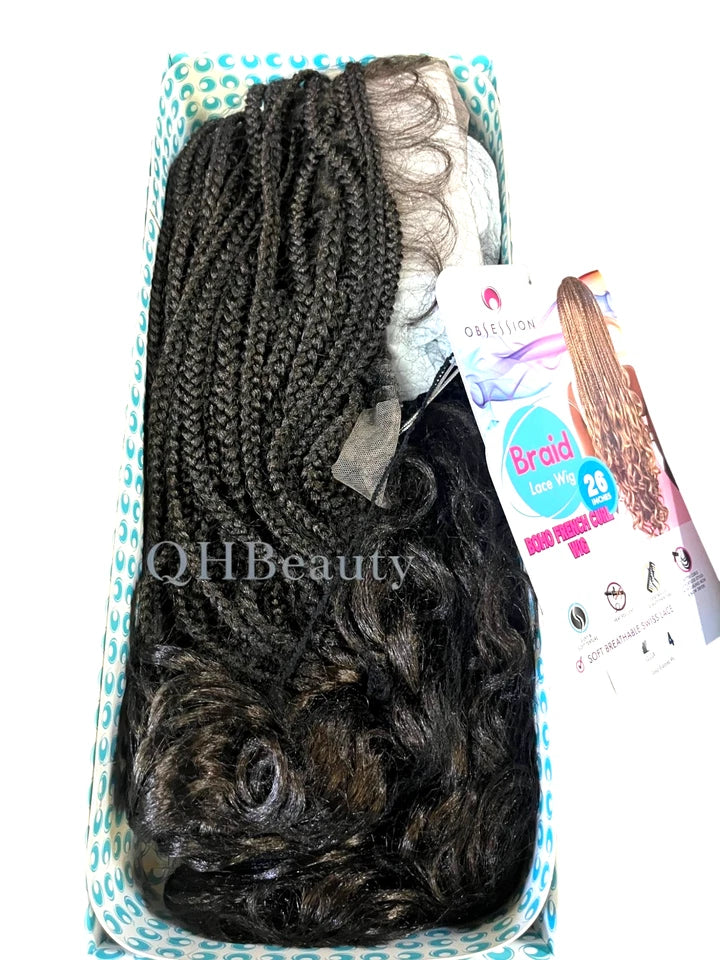 Obsession Hand Made Braid Swiss Lace Hair Wig - Boho French Curl Wig 26 Inches