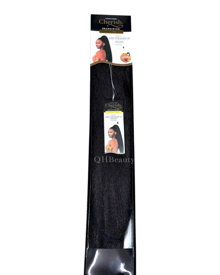 Cherish Synthetic Long Drawstring Ponytail – Yaky Straight 24" Fluffy
