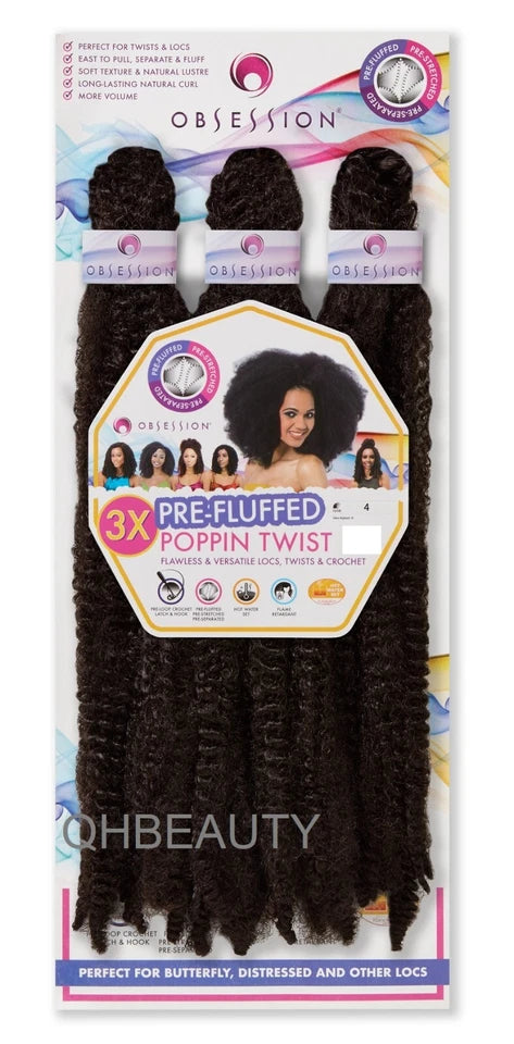 Obsession Synthetic Twist, Crochet Soft Braid 3 X Pre-Fluffed - POPPIN TWIST 16