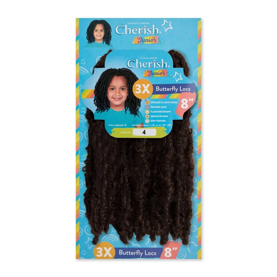 Cherish Synthetic Junior Crochet Braid Hair Extension – 3X Butterfly Locs 8"