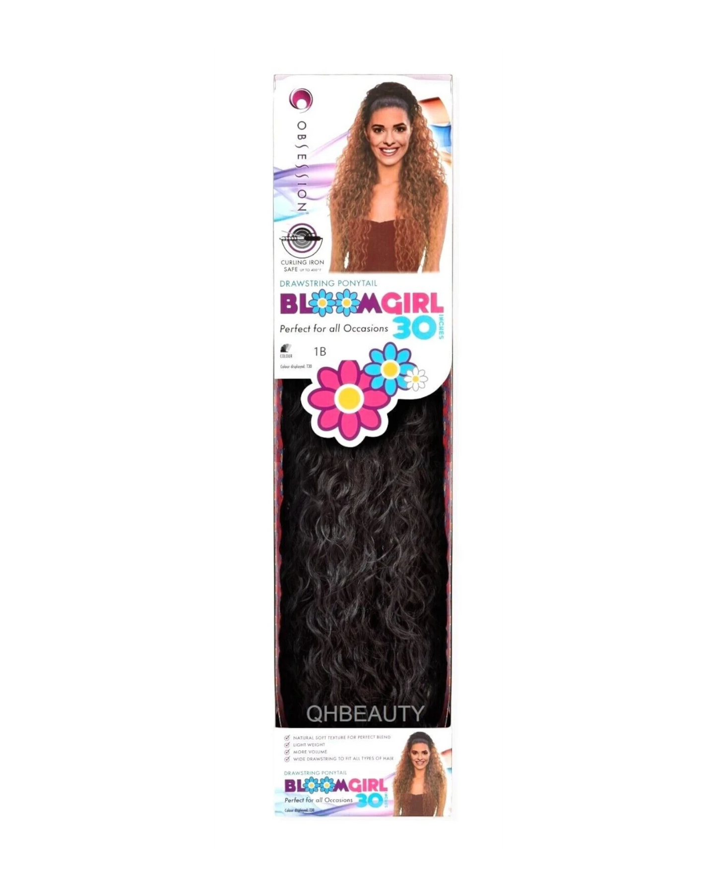 OBSESSION SYNTHETIC DRAWSTRING CURLY LONG HAIR PONYTAIL - BLOOM GIRL 30 INCH