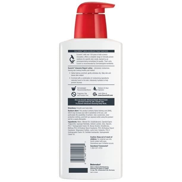 Eucerin Intensive Repair Lotion Fragrance Free Very Dry skin 16.9 fl oz (500 ml)