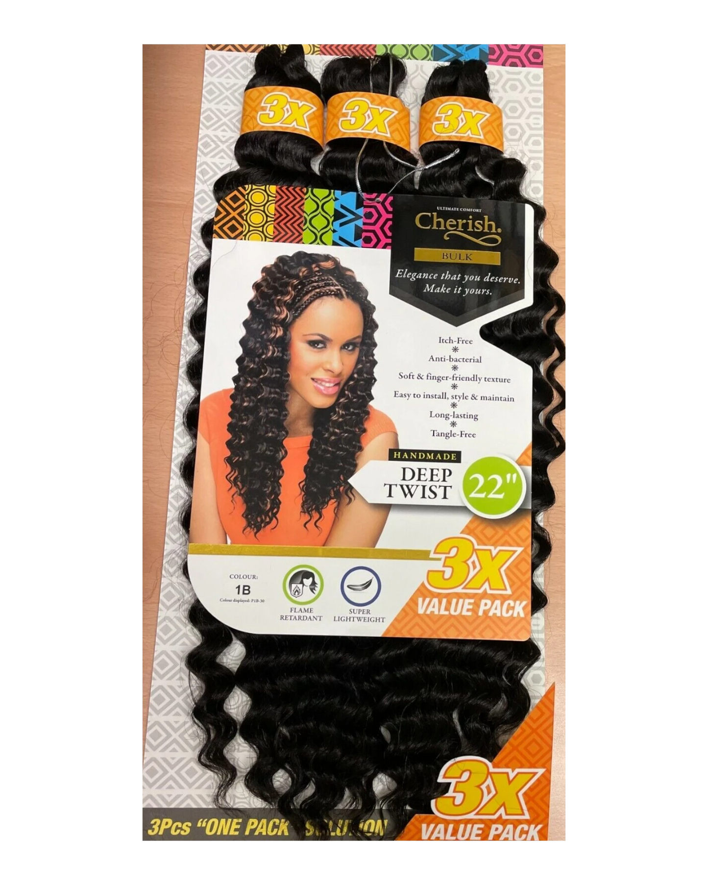 Cherish Synthetic Crochet Braid Hair Extension Handmade  3 x Deep Twist 22"