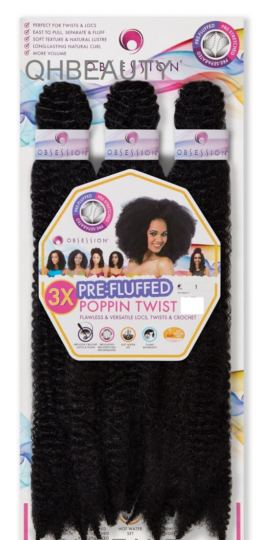 OBSESSION SYNTHETIC CROCHET SOFT BRAID 3X PRE-FLUFFED - POPPIN TWIST 16'' & 20"
