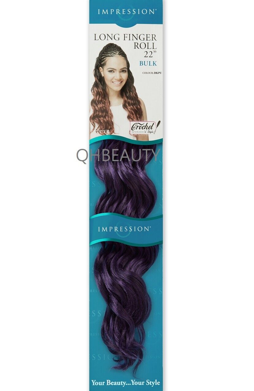 IMPRESSION SYNTHETIC HAIR EXTENSION CROCHET CURLY BRAID - LONG FINGER ROLL 22"