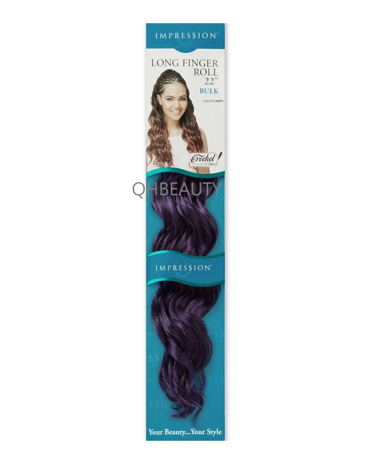 IMPRESSION SYNTHETIC HAIR EXTENSION CROCHET CURLY BRAID - LONG FINGER ROLL 22"
