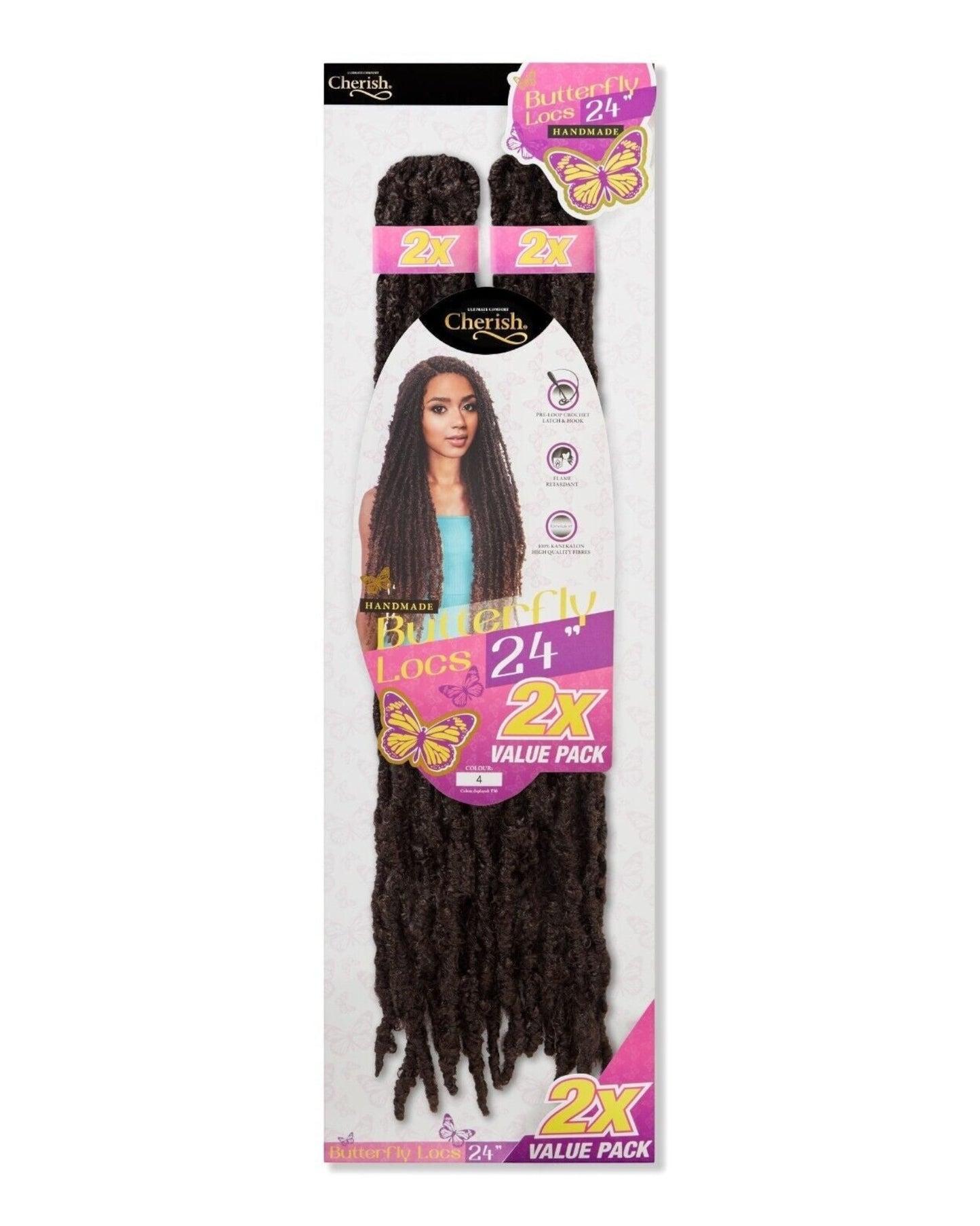 CHERISH SYNTHETIC CROCHET LONG HAIR EXTENSION PRE LOOP BRAID - BUTTERFLY LOC 24"