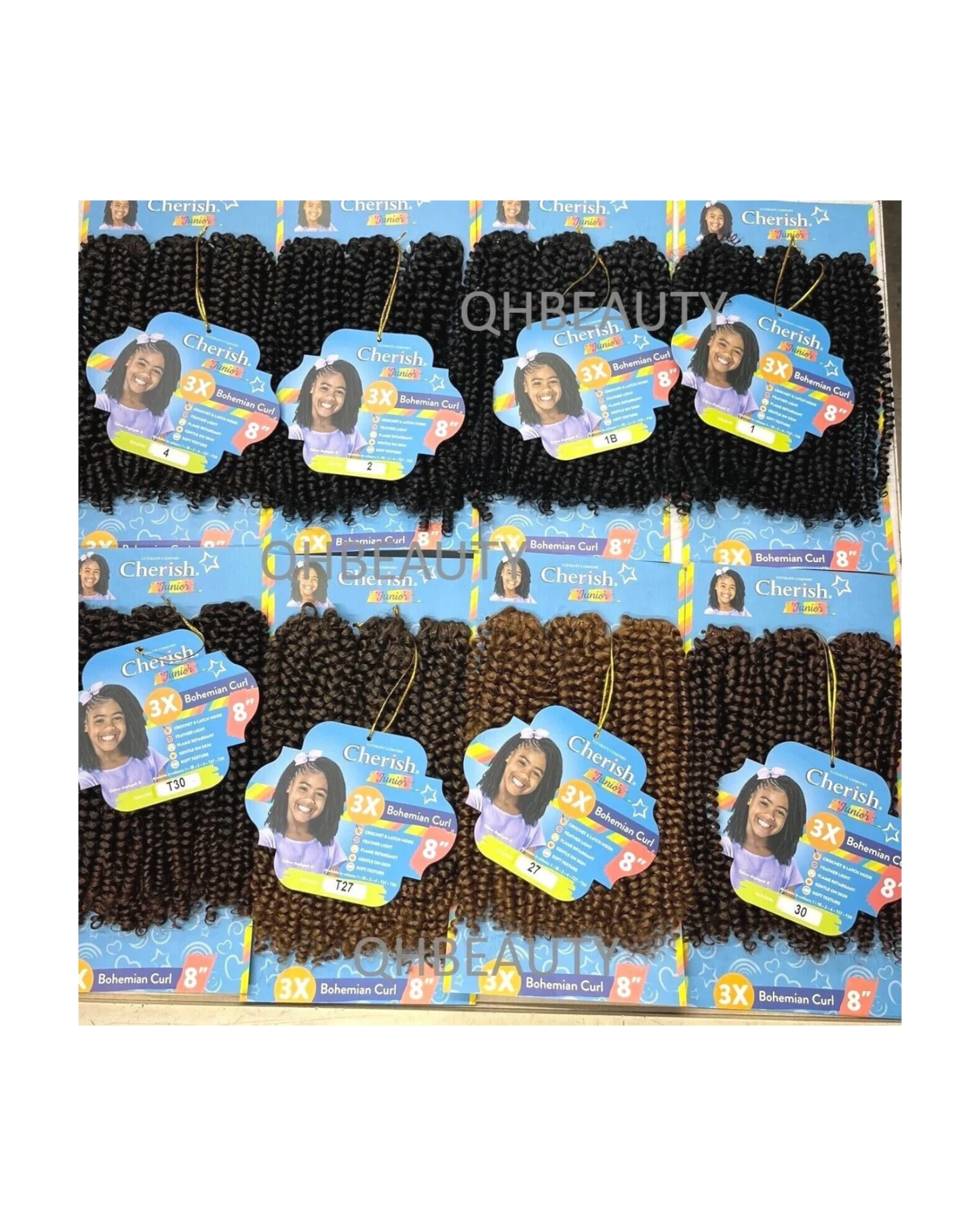 CHERISH SYNTHETIC JUNIOR KIDS CROCHET BRAID HAIR EXTENSION  BOHEMIAN CURL 8 INCH