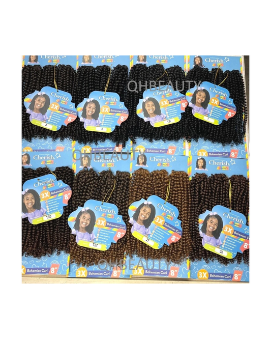 CHERISH SYNTHETIC JUNIOR KIDS CROCHET BRAID HAIR EXTENSION  BOHEMIAN CURL 8 INCH