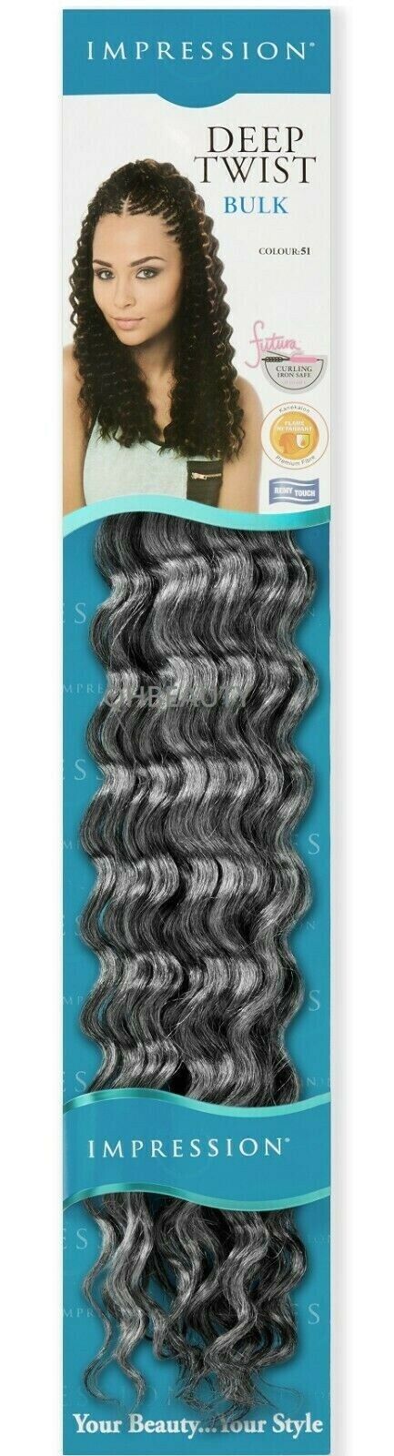 IMPRESSION SYNTHETIC CROCHET CURLY HAIR EXTENSION BRAIDS - DEEP TWIST BULK 22"