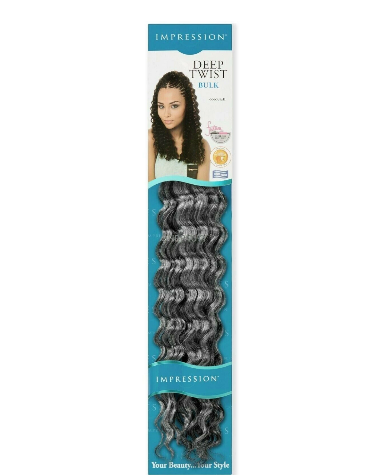 IMPRESSION SYNTHETIC CROCHET CURLY HAIR EXTENSION BRAIDS - DEEP TWIST BULK 22"