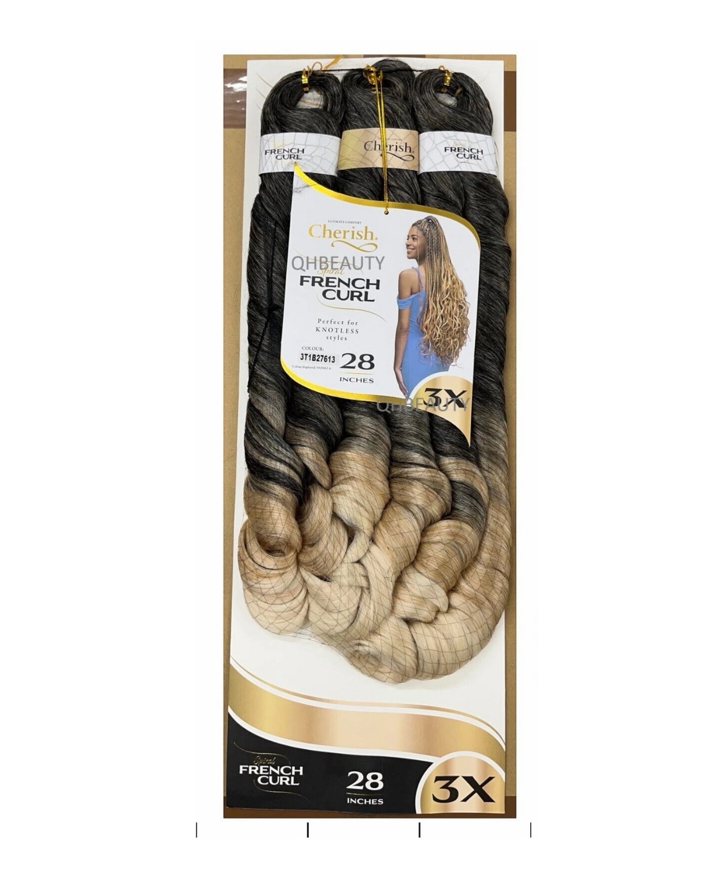 CHERISH SYNTHETIC HAIR EXTENSION BRAID - 3 x SPIRAL FRENCH CURL 22 & 28 INCHES