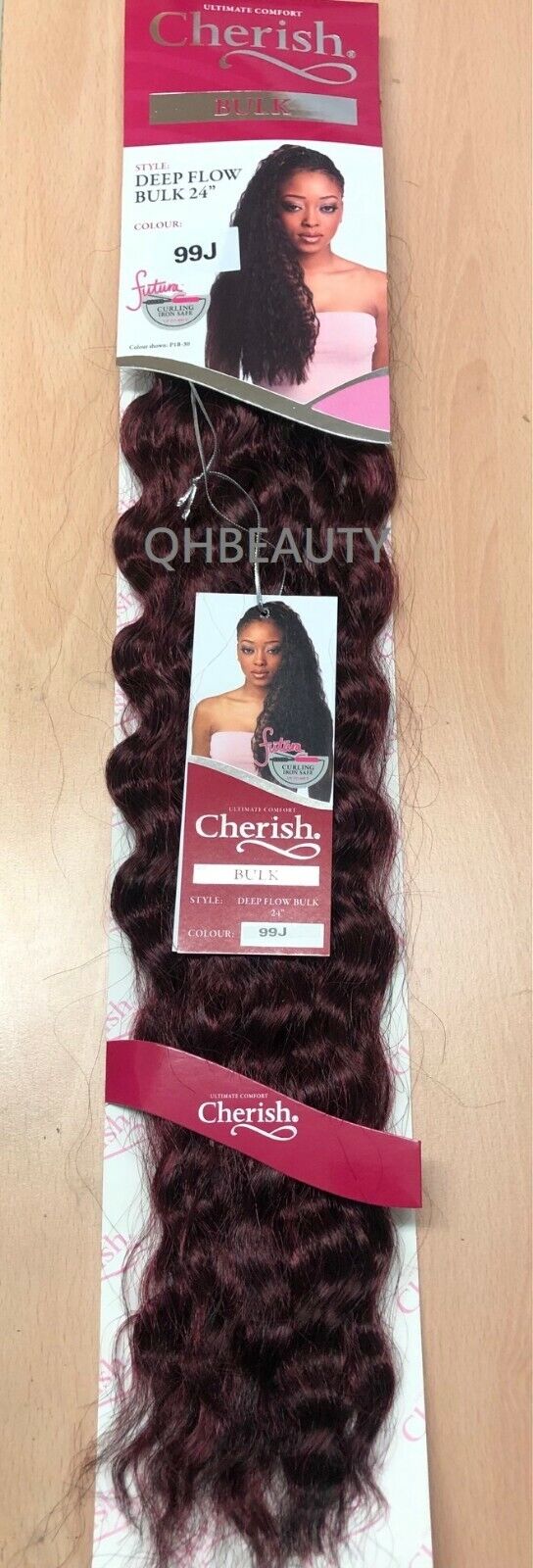 CHERISH SYNTHETIC BULK CROCHET BRAID CURLY HAIR EXTENSION - DEEP FLOW 24 inch