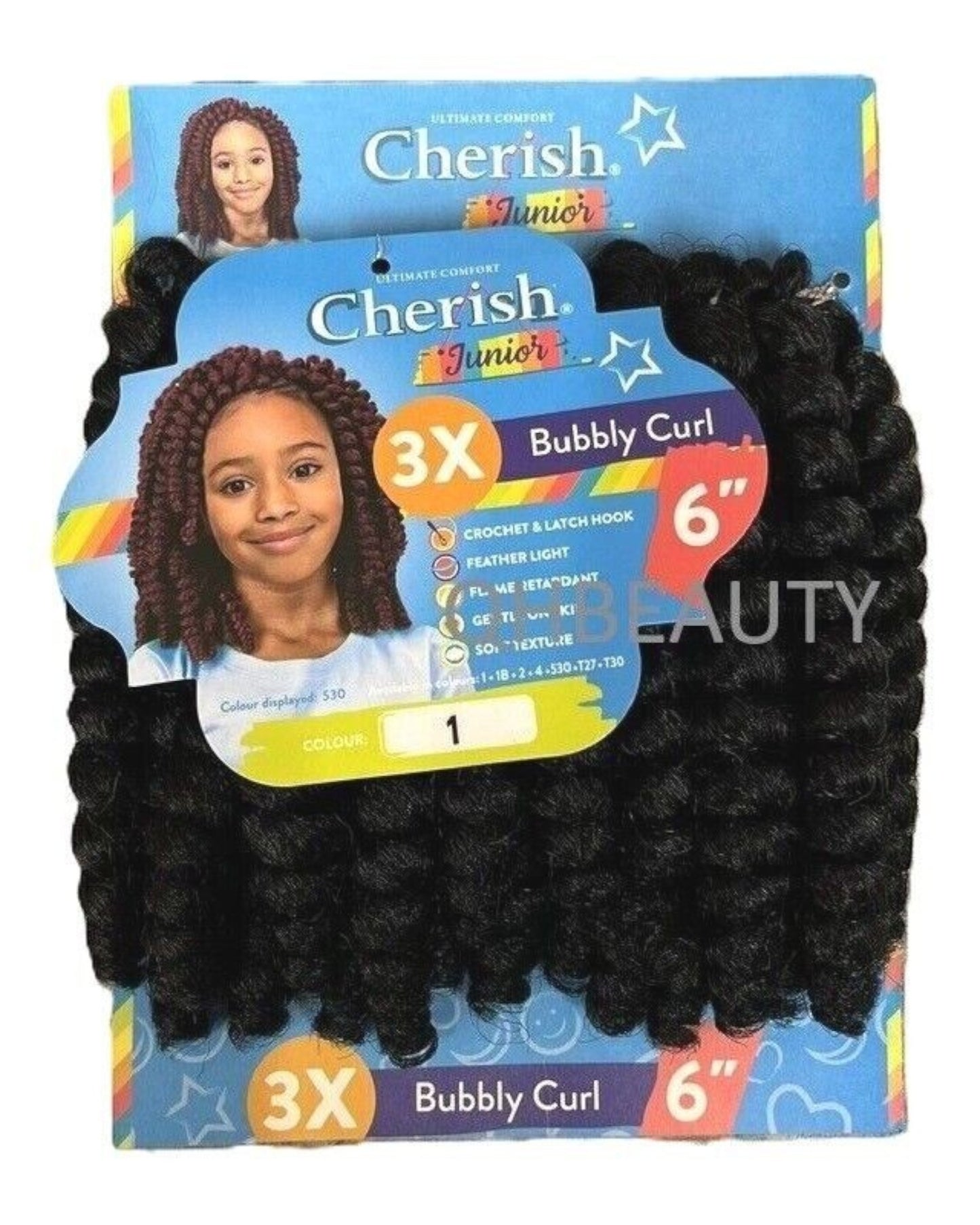 CHERISH SYNTHETIC JUNIOR KIDS CROCHET BRAID HAIR EXTENSION - BUBBLY CURL 6 INCH