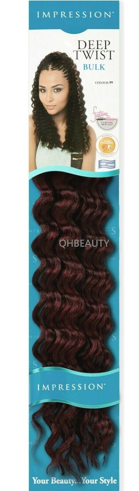 IMPRESSION SYNTHETIC CROCHET CURLY HAIR EXTENSION BRAIDS - DEEP TWIST BULK 22"