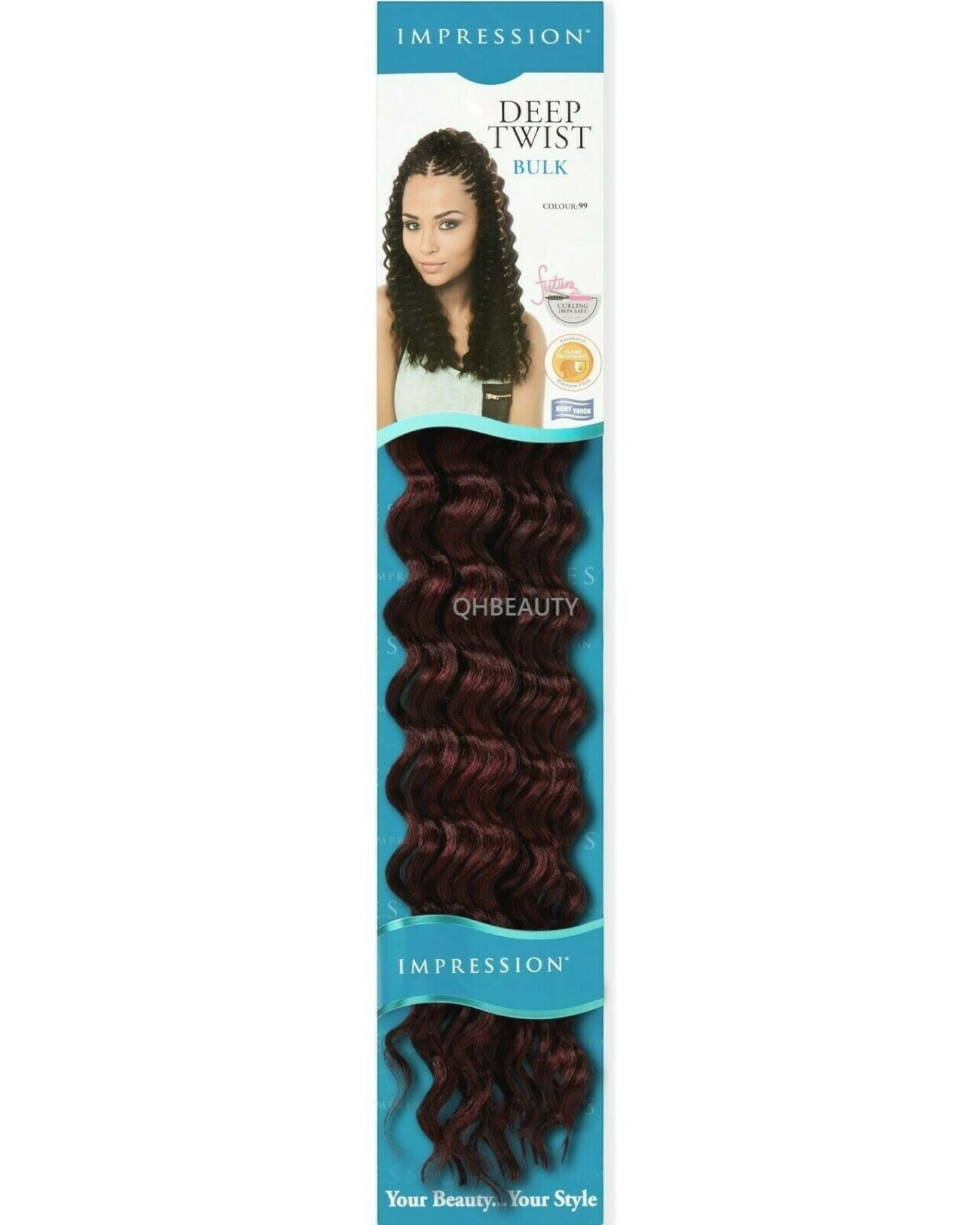 IMPRESSION SYNTHETIC CROCHET CURLY HAIR EXTENSION BRAIDS - DEEP TWIST BULK 22"