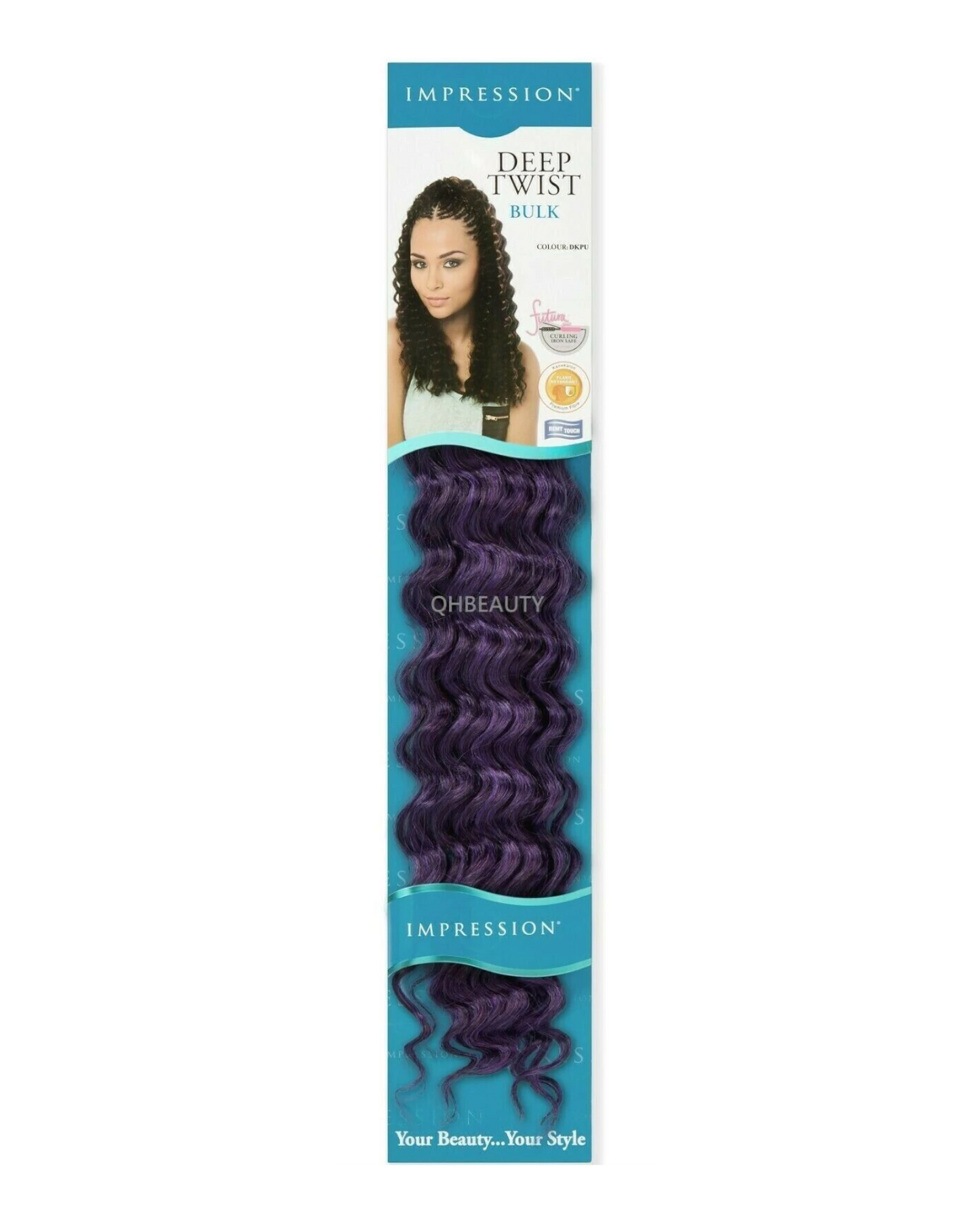 IMPRESSION SYNTHETIC CROCHET CURLY HAIR EXTENSION BRAIDS - DEEP TWIST BULK 22"