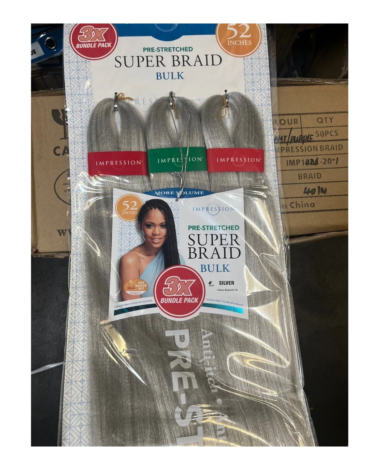 Impression Synthetic 3 X Bundle Pack Crochet Hair Extensions - Super Braid 52 "