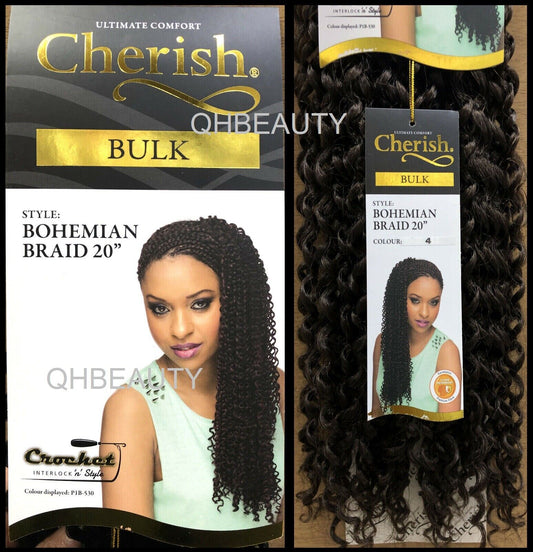 CHERISH SYNTHETIC CROCHET CURLY HAIR EXTENSION BRAID - BOHEMIAN BULK 20 INCH