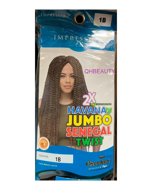 IMPRESSION CROCHET BULK HAIR EXTENSION BRAID -  2 X HAVANA JUMBO SENEGAL TWIST