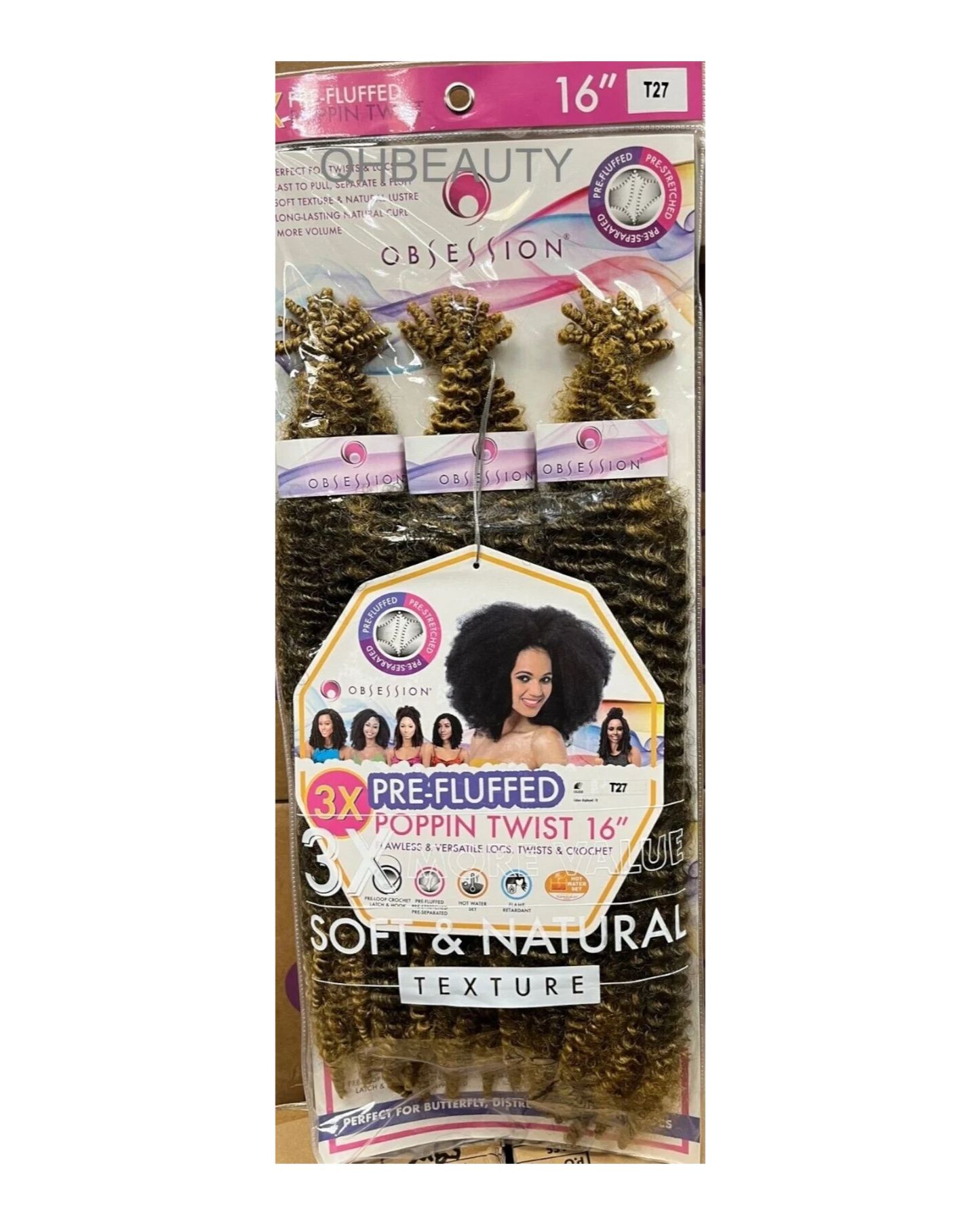 OBSESSION SYNTHETIC CROCHET SOFT BRAID 3X PRE-FLUFFED - POPPIN TWIST 16'' & 20"