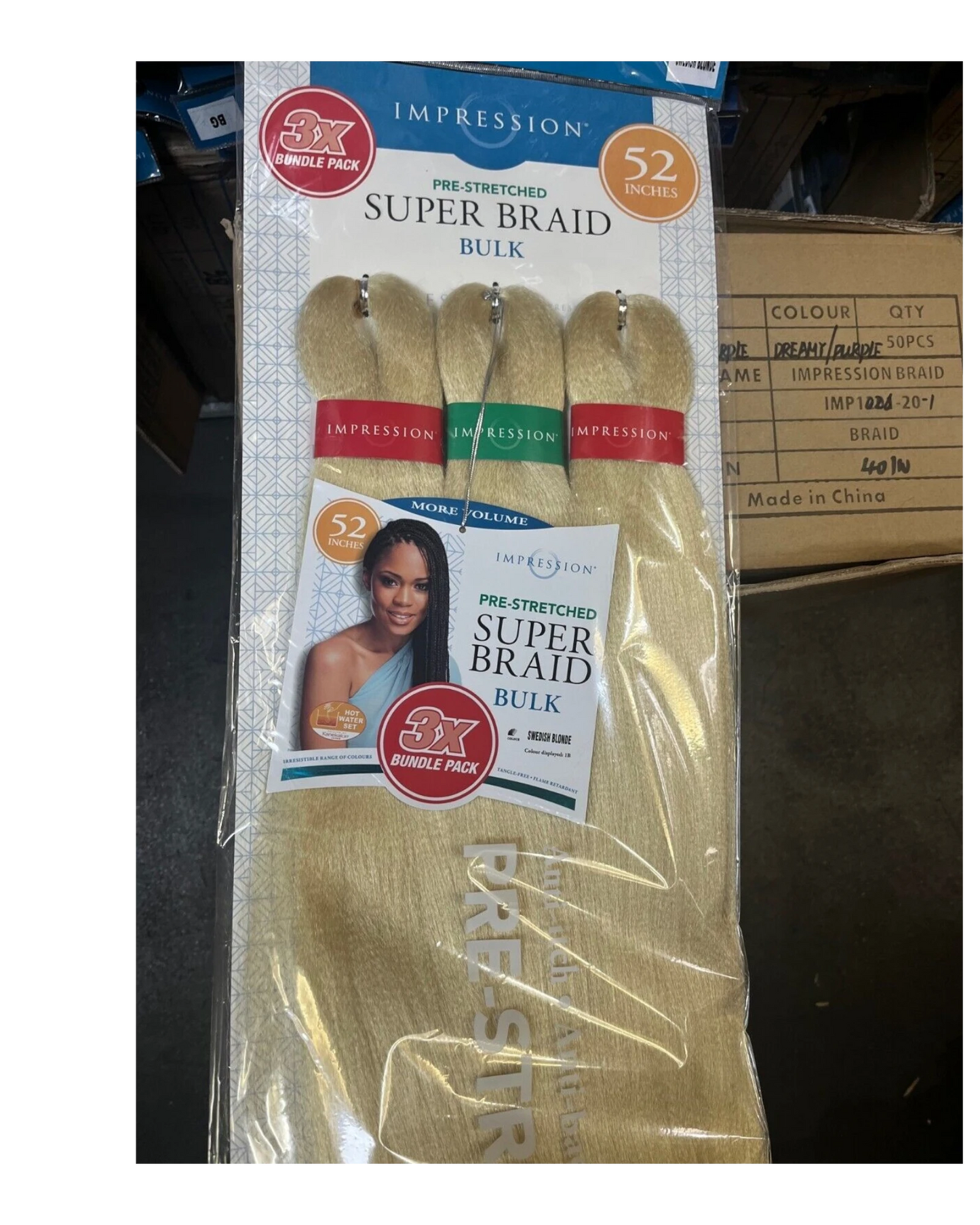 Impression Synthetic 3 X Bundle Pack Crochet Hair Extensions - Super Braid 52 "