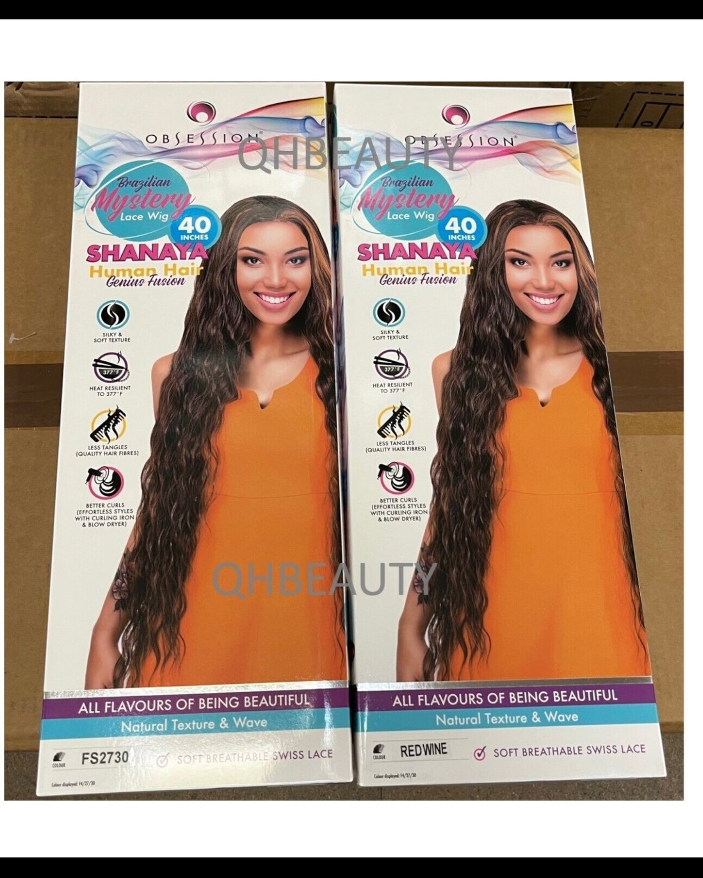 OBSESSION BRAZILIAN FUSION HUMAN HAIR NATURAL LONG CURLY LACE WIG - SHANAYA 40