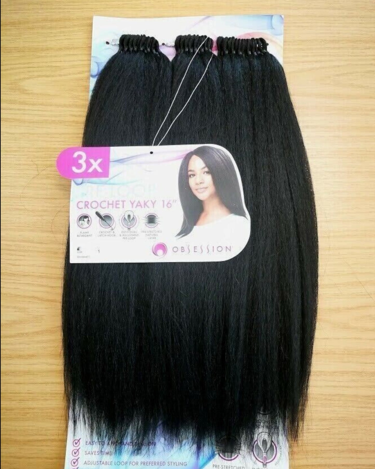 Obsession Synthetic Braid Straight Hair Extension - PRE LOOP CROCHET YAKY 16 ''