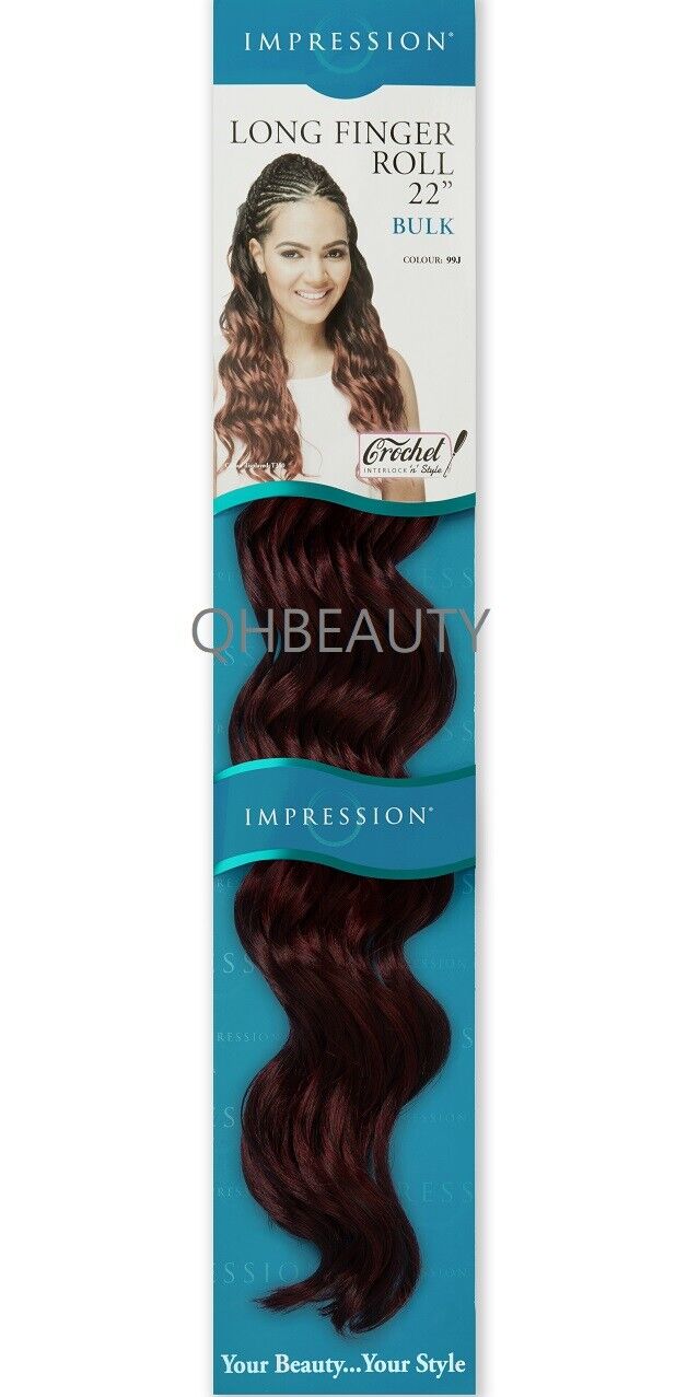 IMPRESSION SYNTHETIC HAIR EXTENSION CROCHET CURLY BRAID - LONG FINGER ROLL 22"