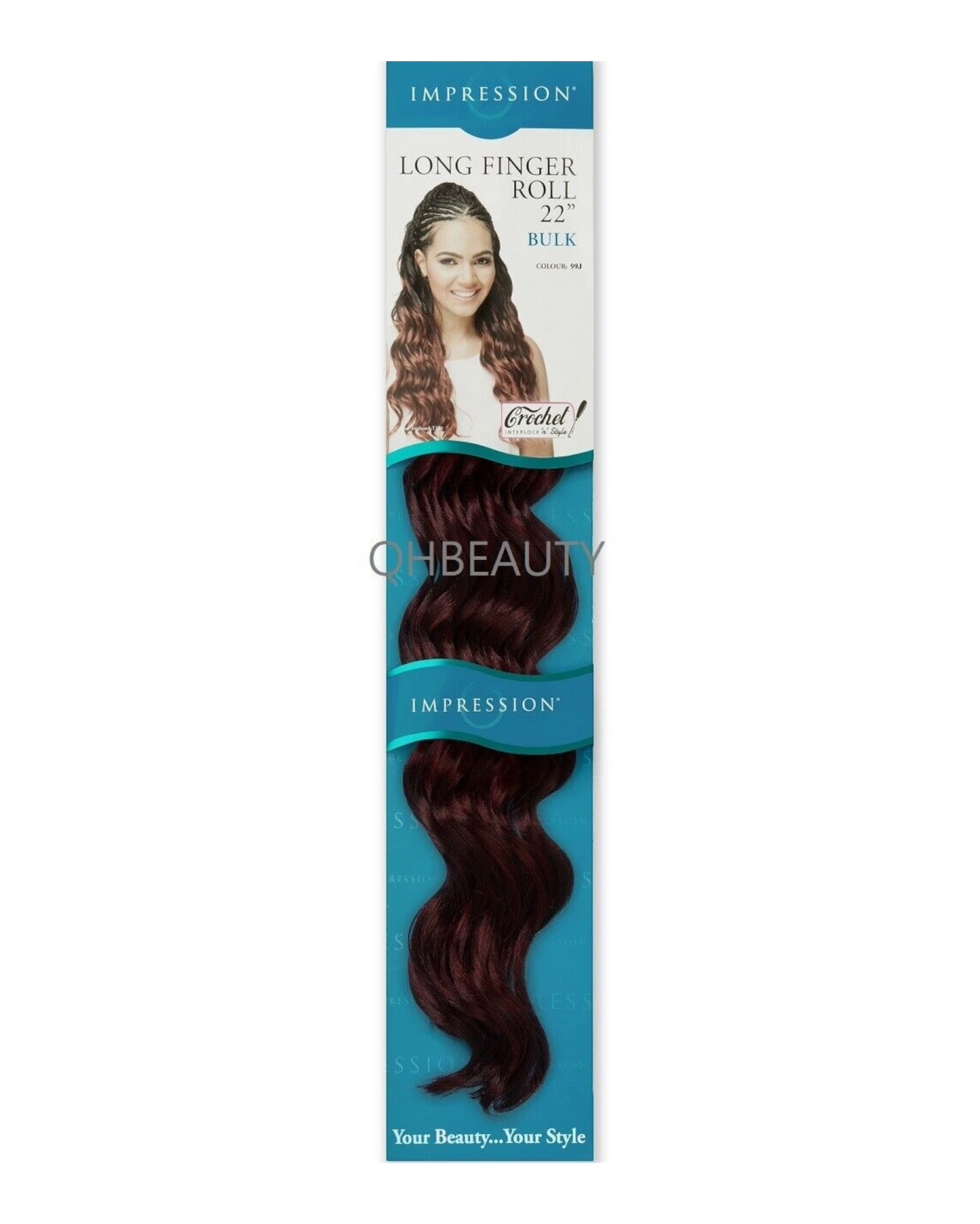 IMPRESSION SYNTHETIC HAIR EXTENSION CROCHET CURLY BRAID - LONG FINGER ROLL 22"
