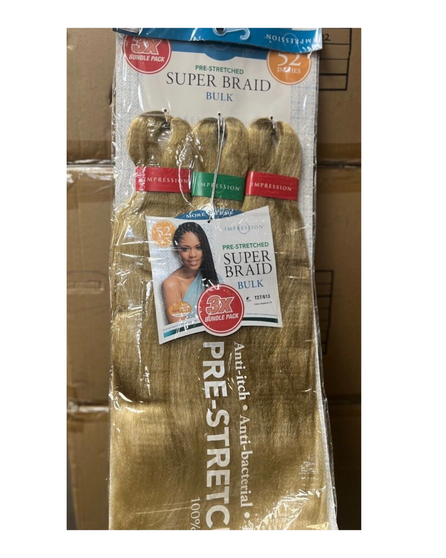Impression Synthetic 3 X Bundle Pack Crochet Hair Extensions - Super Braid 52 "