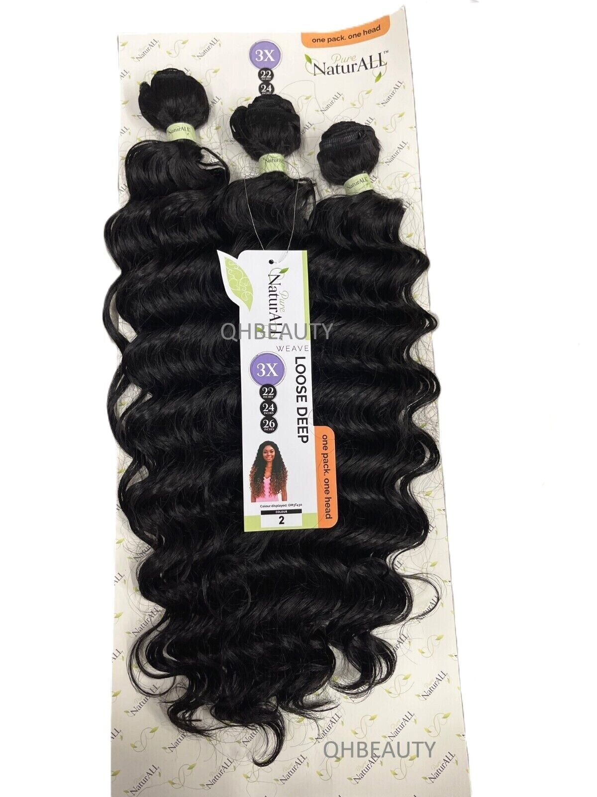 NaturALL SYNTHETIC CURLY HAIR EXTENSION 3 PCS WEAVE - LOOSE DEEP 22/24/26 INCHES
