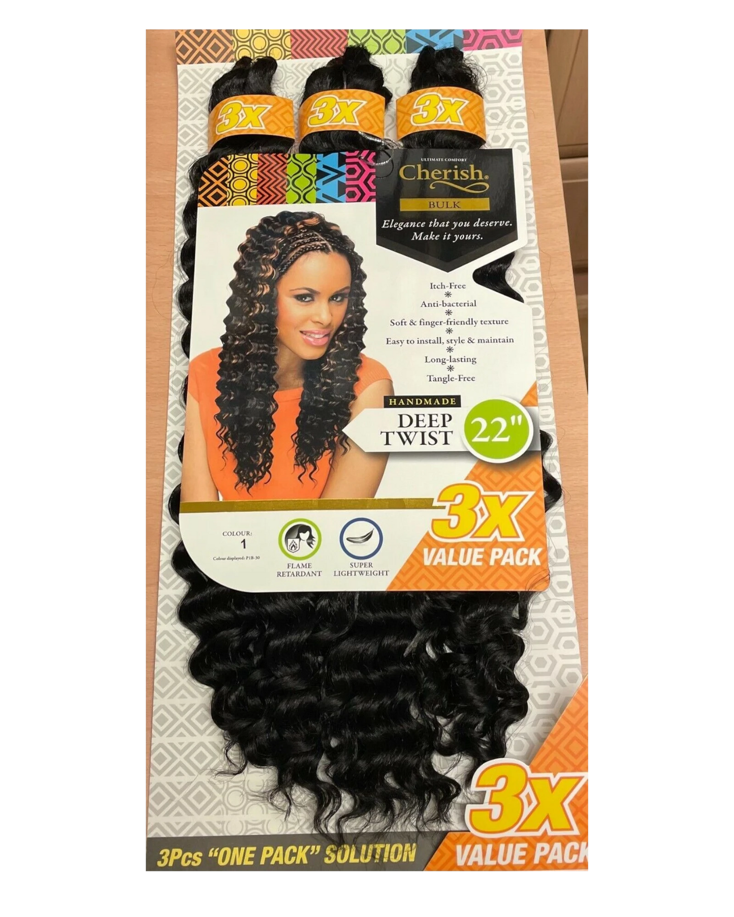 Cherish Synthetic Crochet Braid Hair Extension Handmade  3 x Deep Twist 22"