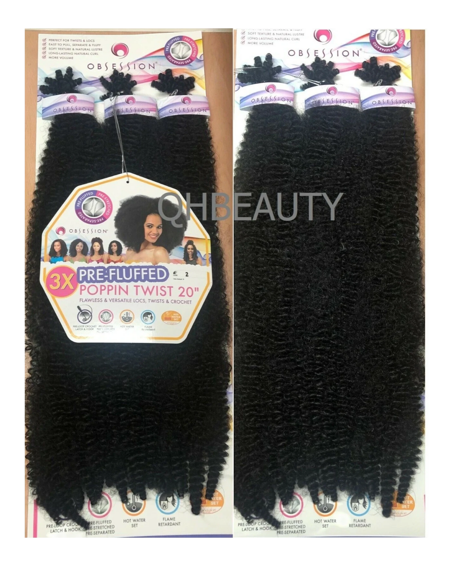 OBSESSION SYNTHETIC CROCHET SOFT BRAID 3X PRE-FLUFFED - POPPIN TWIST 16'' & 20"