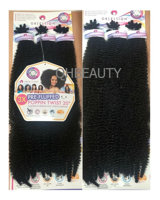 OBSESSION SYNTHETIC CROCHET SOFT BRAID 3X PRE-FLUFFED - POPPIN TWIST 16'' & 20"