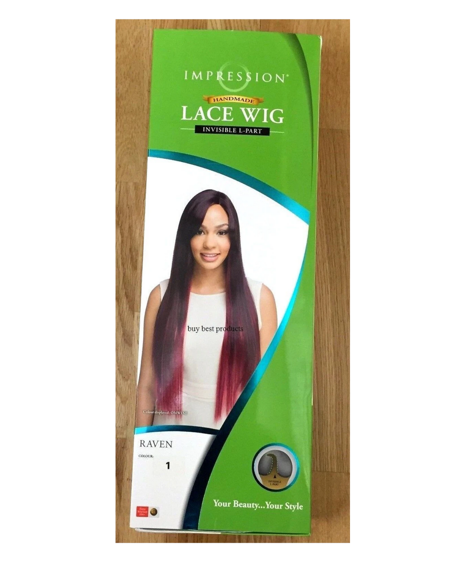 Impression Synthetic Invisible L Part Lace Long Yaky Straight Hair Wig -- RAVEN